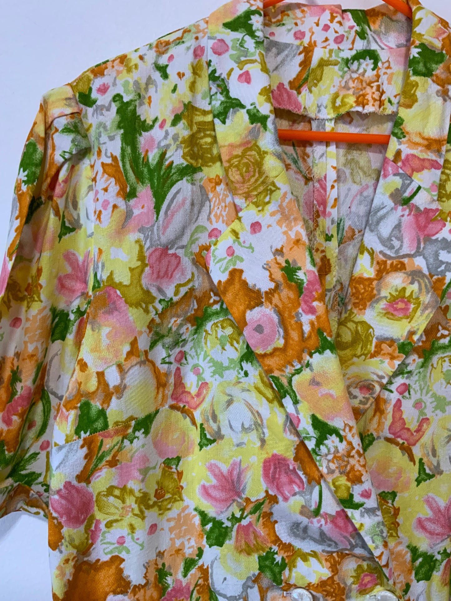Veste croisée à fleurs faite main Vintage à Volume 1980