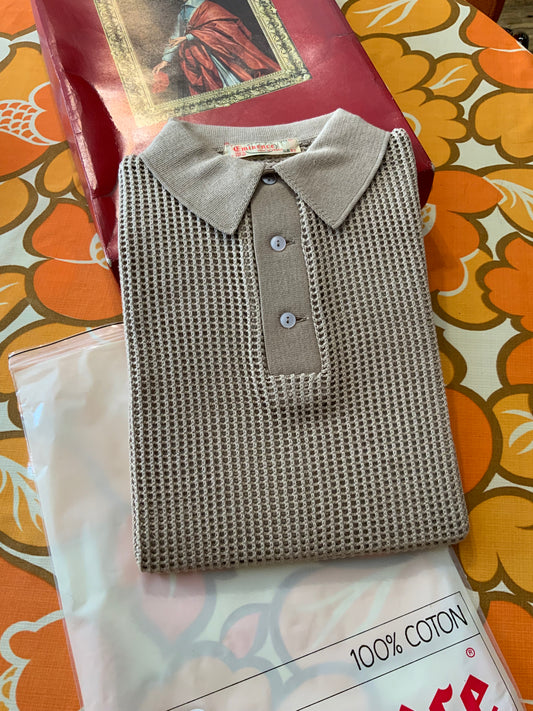 Superbe top polo coton Vintage ajouré Deadstock Neuf Eminence Stylé 1970