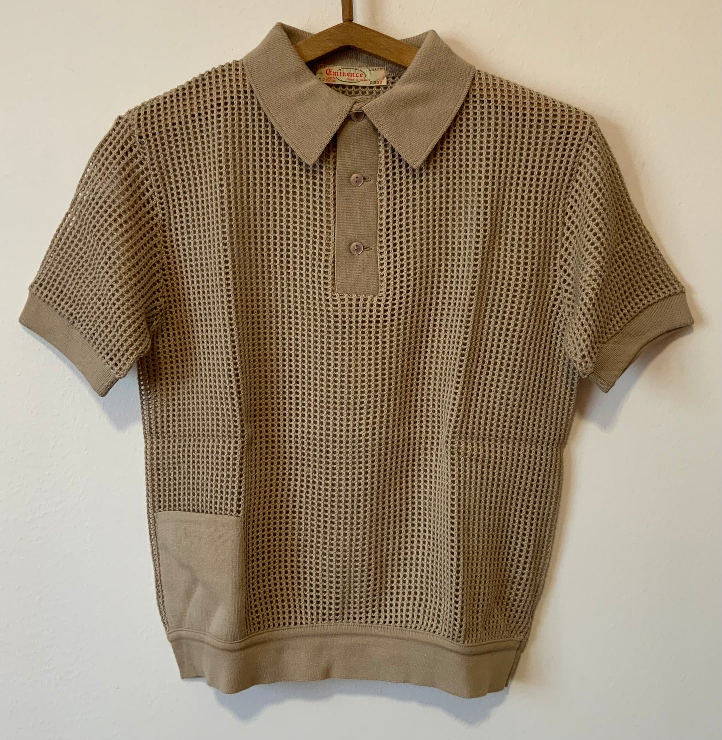 Superbe top polo coton Vintage ajouré Deadstock Neuf Eminence Stylé 1970