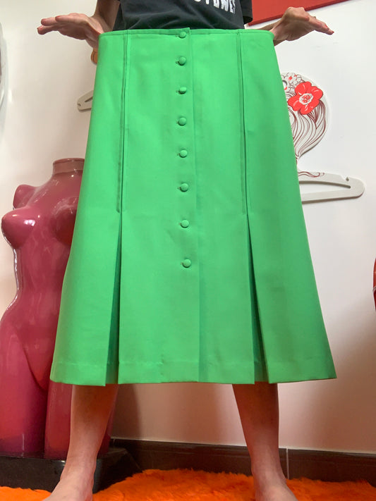 Jupe création Vert 1980 Vintage Plis Faite main