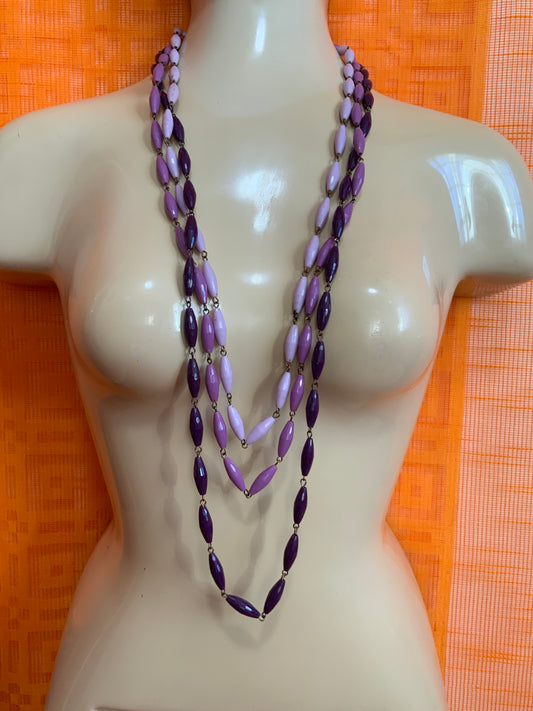 Collier 3 rangs Boules losanges Vintage 1970/80