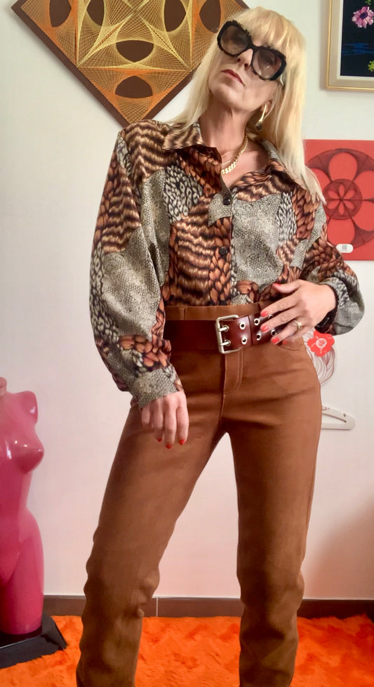 Chemise Intemporelle motifs fauves Vintage 1980/90 Leopard