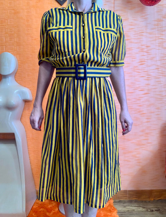Superbe robe moutarde Vintage France 1980 Élégance