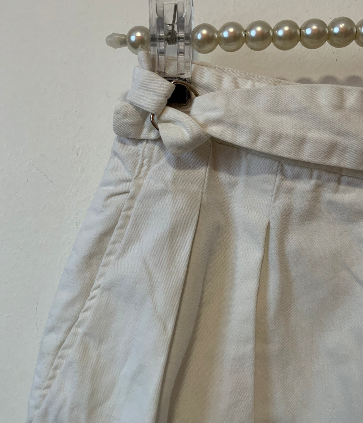 Bermuda Blanc à pinces et anneaux Vintage France 1980