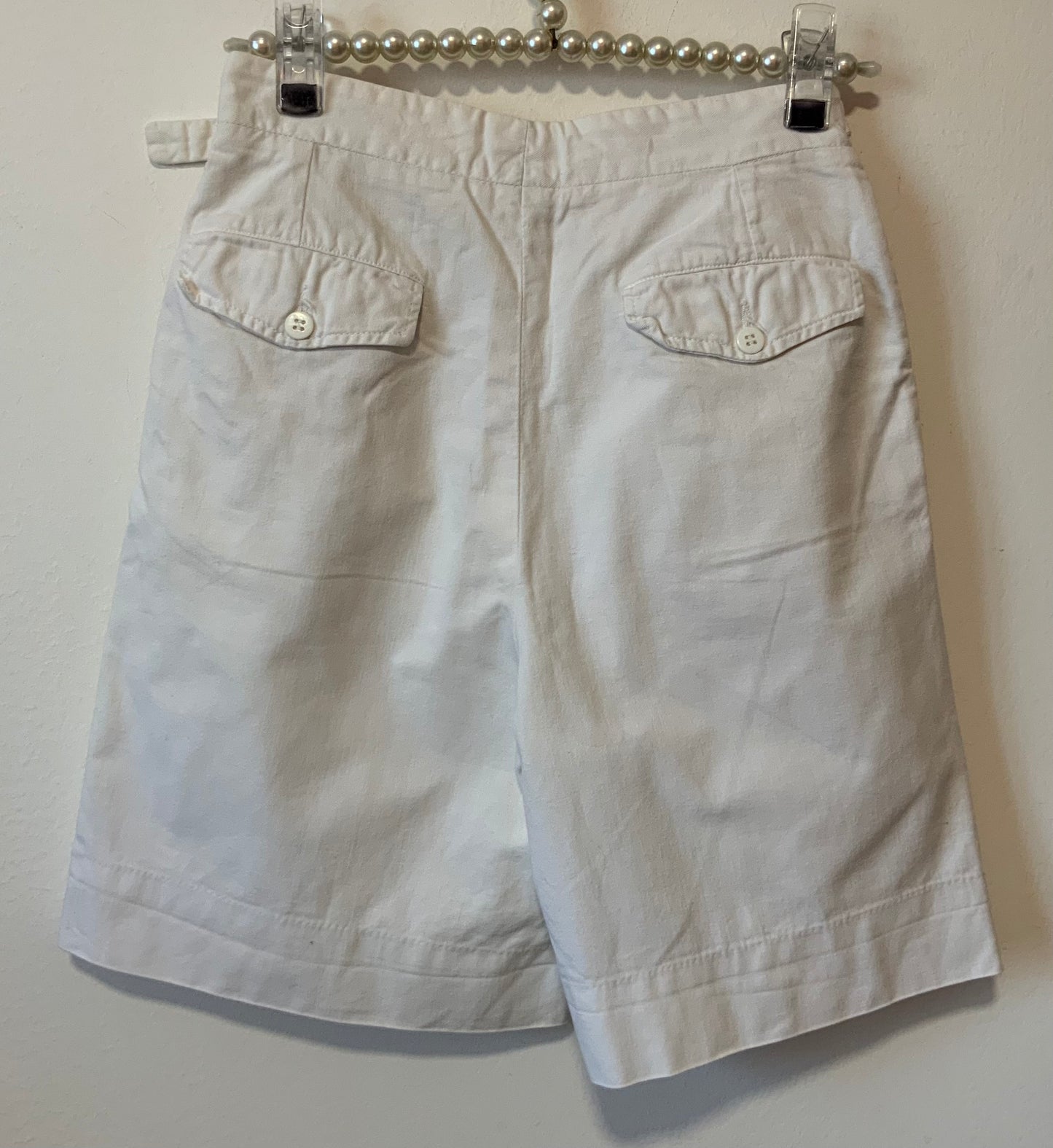 Bermuda Blanc à pinces et anneaux Vintage France 1980