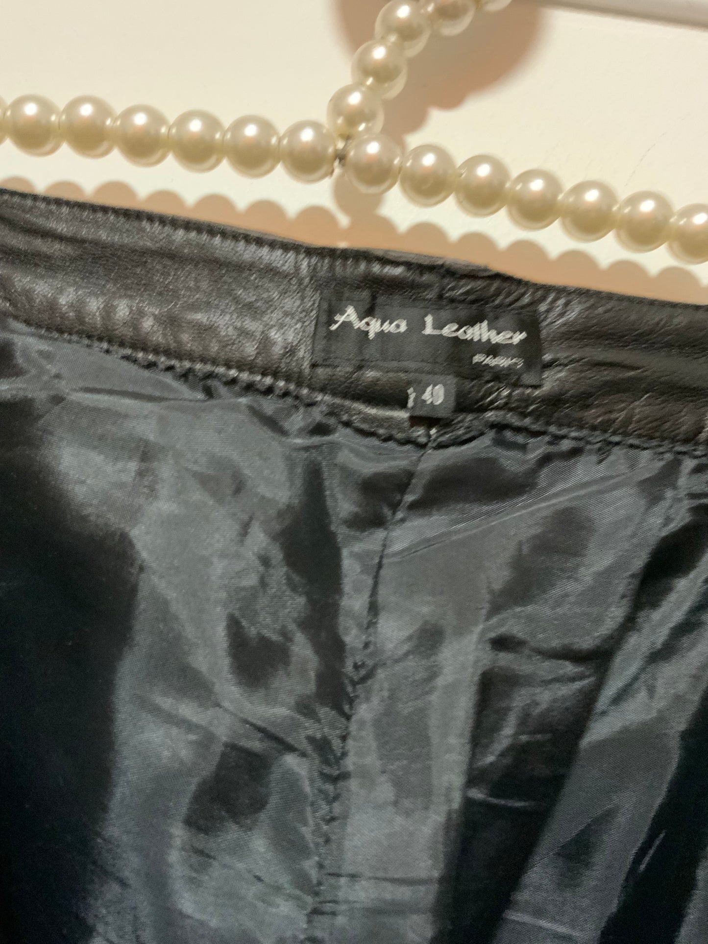 Pantalon Cuir Noir Vintage 1990 Paris France