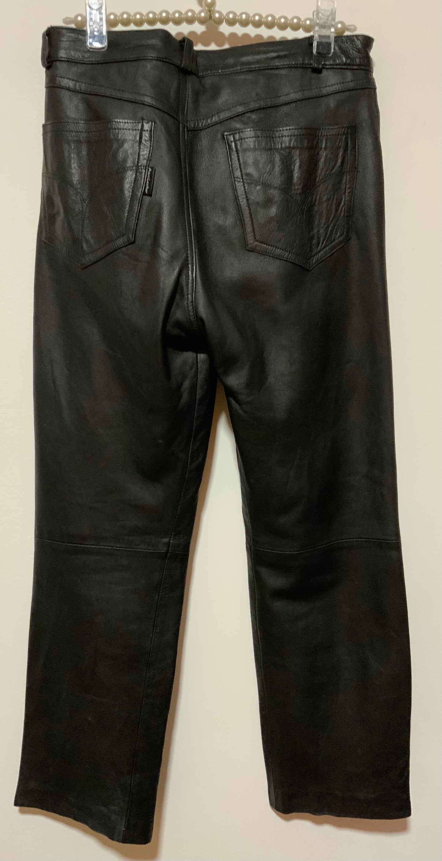 Pantalon Cuir Noir Vintage 1990 Paris France