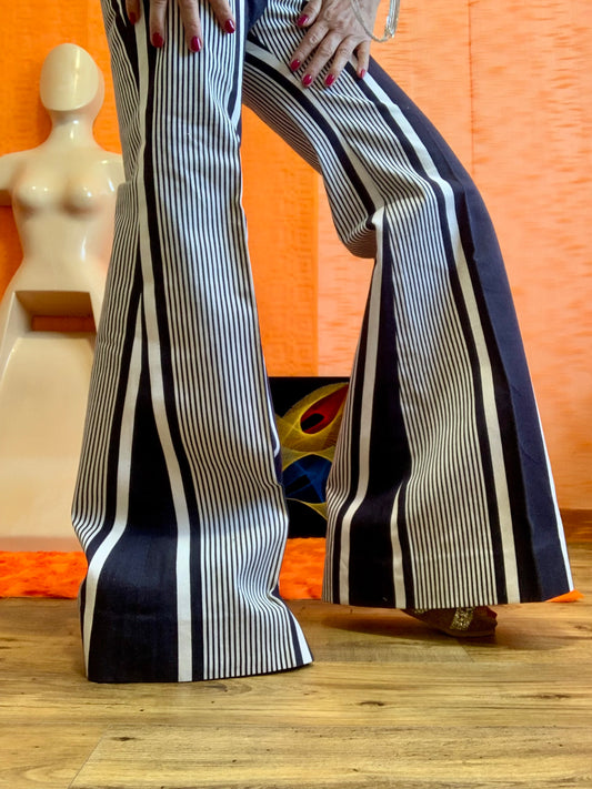 Incroyable Pantalon Pattes d’éléphant à rayures Vintage Paris 1970 Librati Création