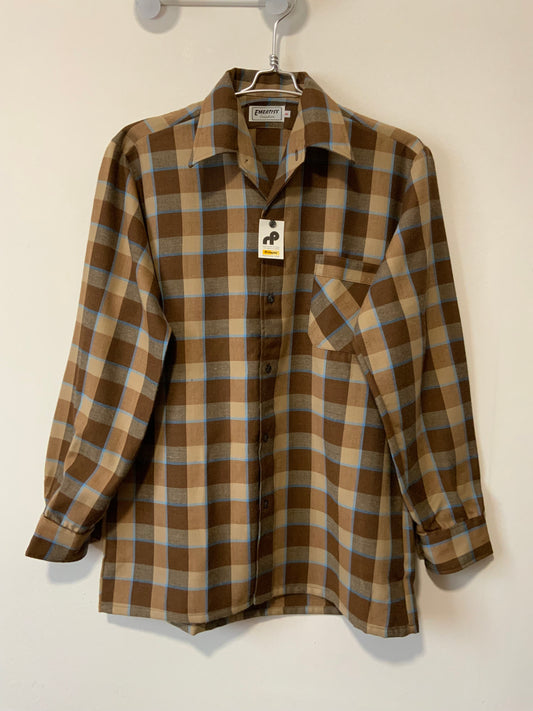 Chemise à carreaux Deadstock 1980 Tergal création France