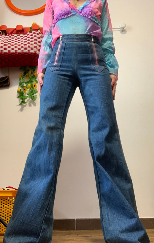 Sublime Jean Pattes d’éléphant 1970 Deadstock Modèle Elvis 1975