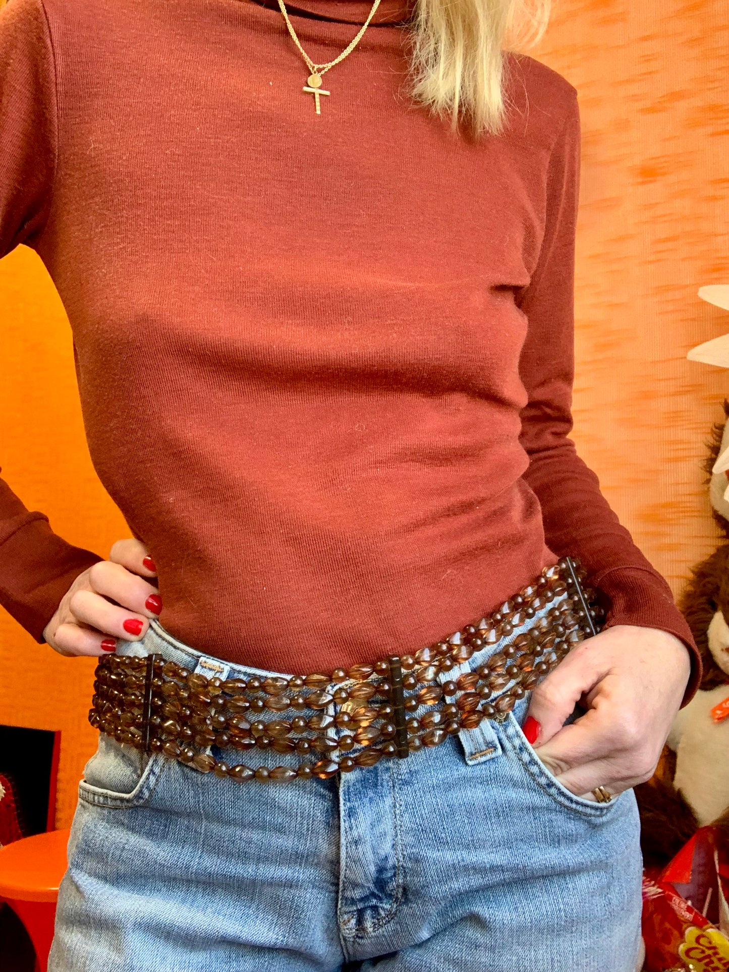 Ceinture Perles 4 Rangs Vintage 1990