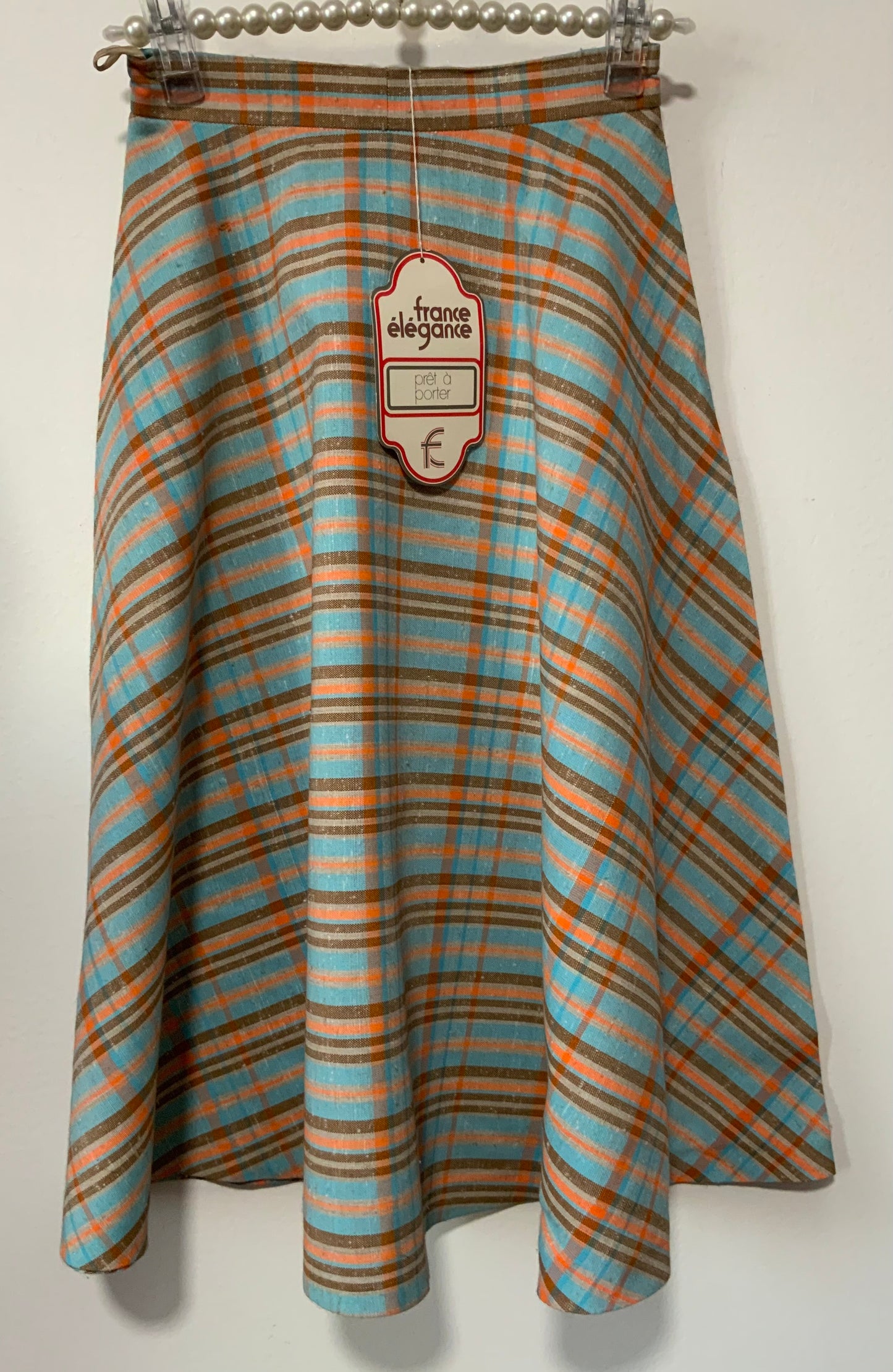 Jupe longue patineuse écossaise Vintage Deadstock 1970