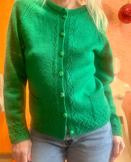 Gilet Tricot fait main Pur Vintage 1980