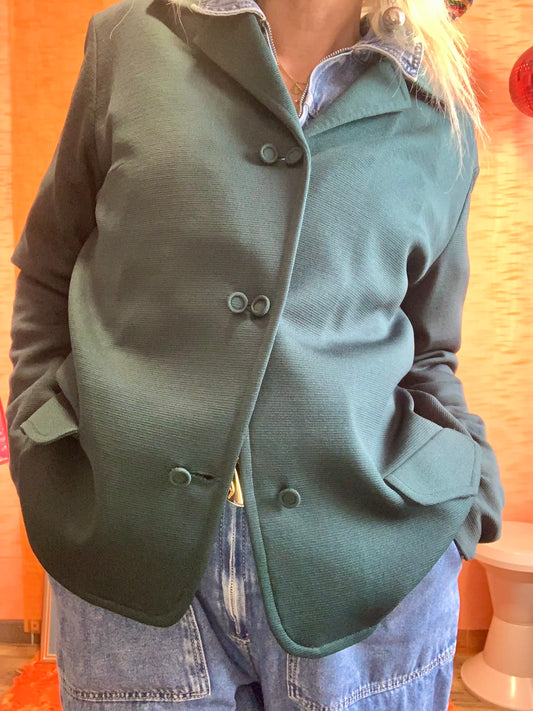 Veste courte Forme Cardigan en Astralon Vintage 1970 Chic