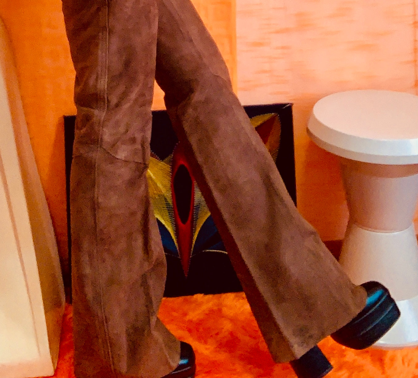 Pantalon Flare Daim marron Fourreur Confection 1970 Pépite