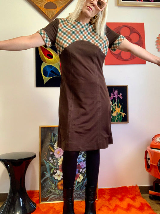 Robe Carreaux Originale Vintage 1970 Seventies France