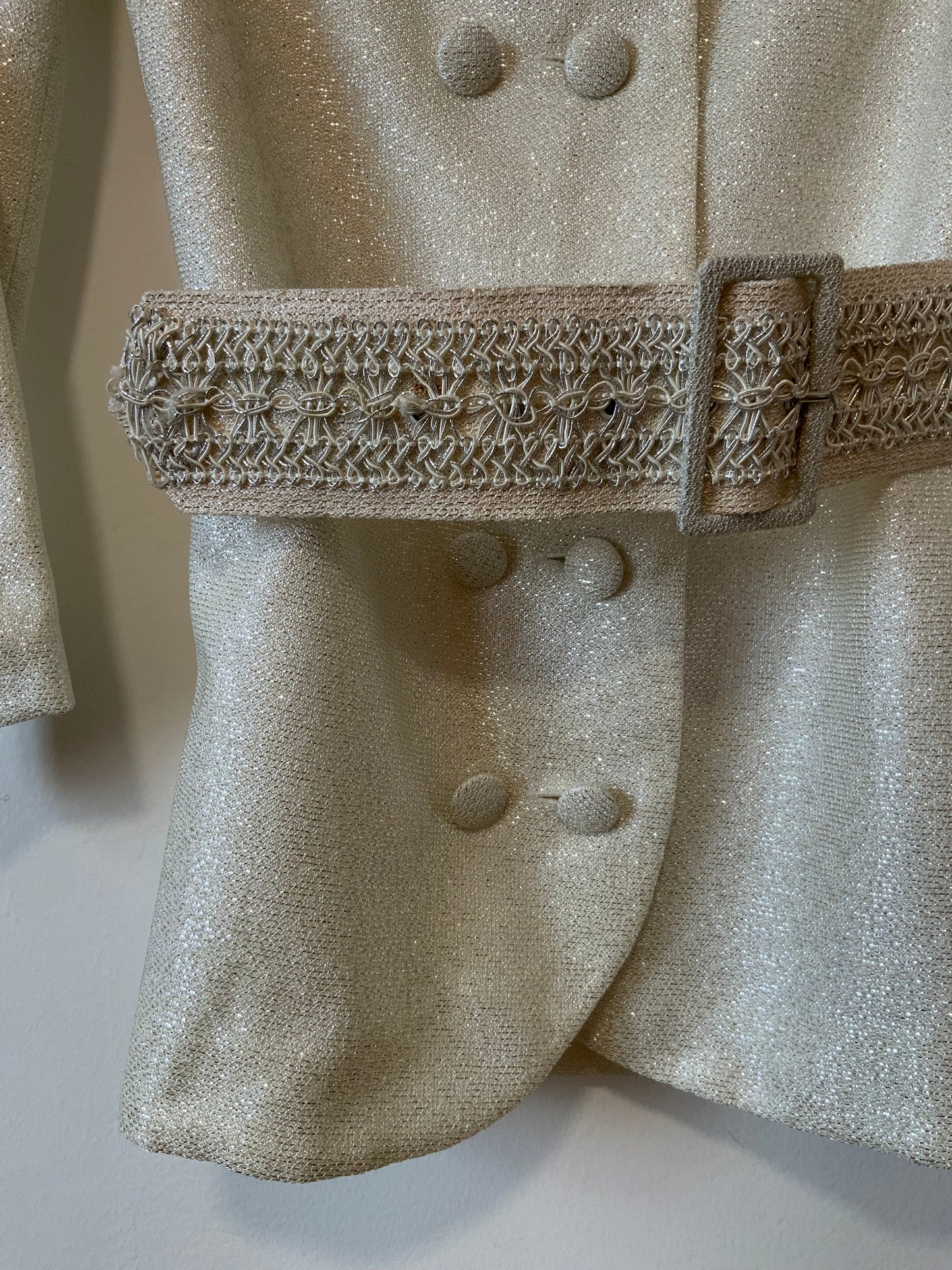 Somptueux Ensemble Fait Main Pailleté Disco Pépite Vintage 1970 Strass
