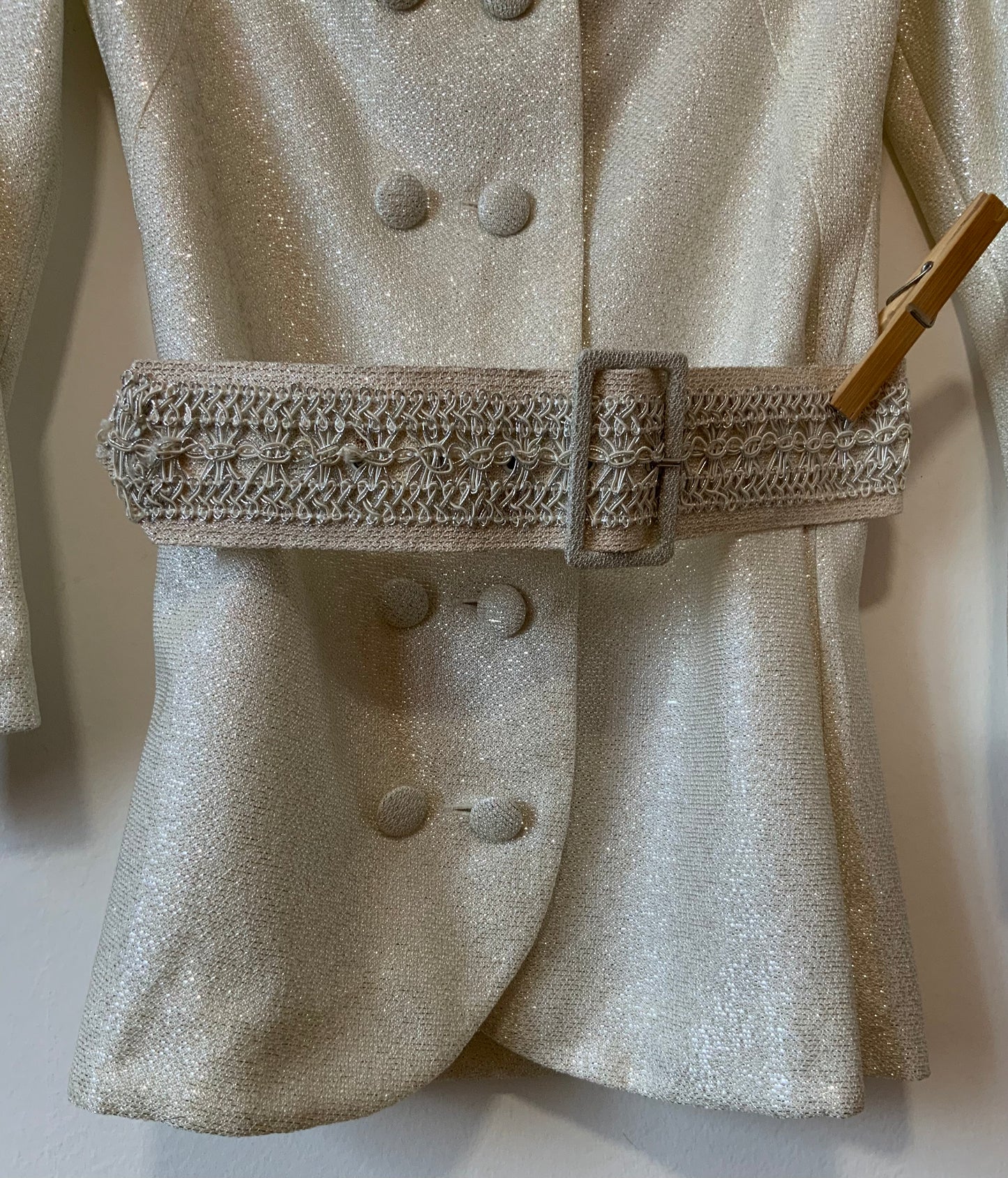 Somptueux Ensemble Fait Main Pailleté Disco Pépite Vintage 1970 Strass