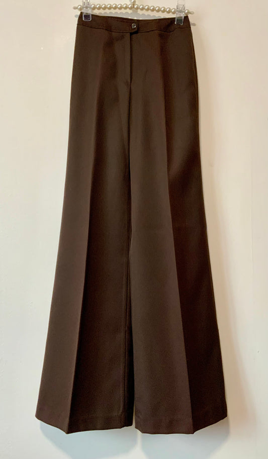 Pantalon Pattes d’elephant Flare Chocolat Vintage Tergal 1970 Deadstock
