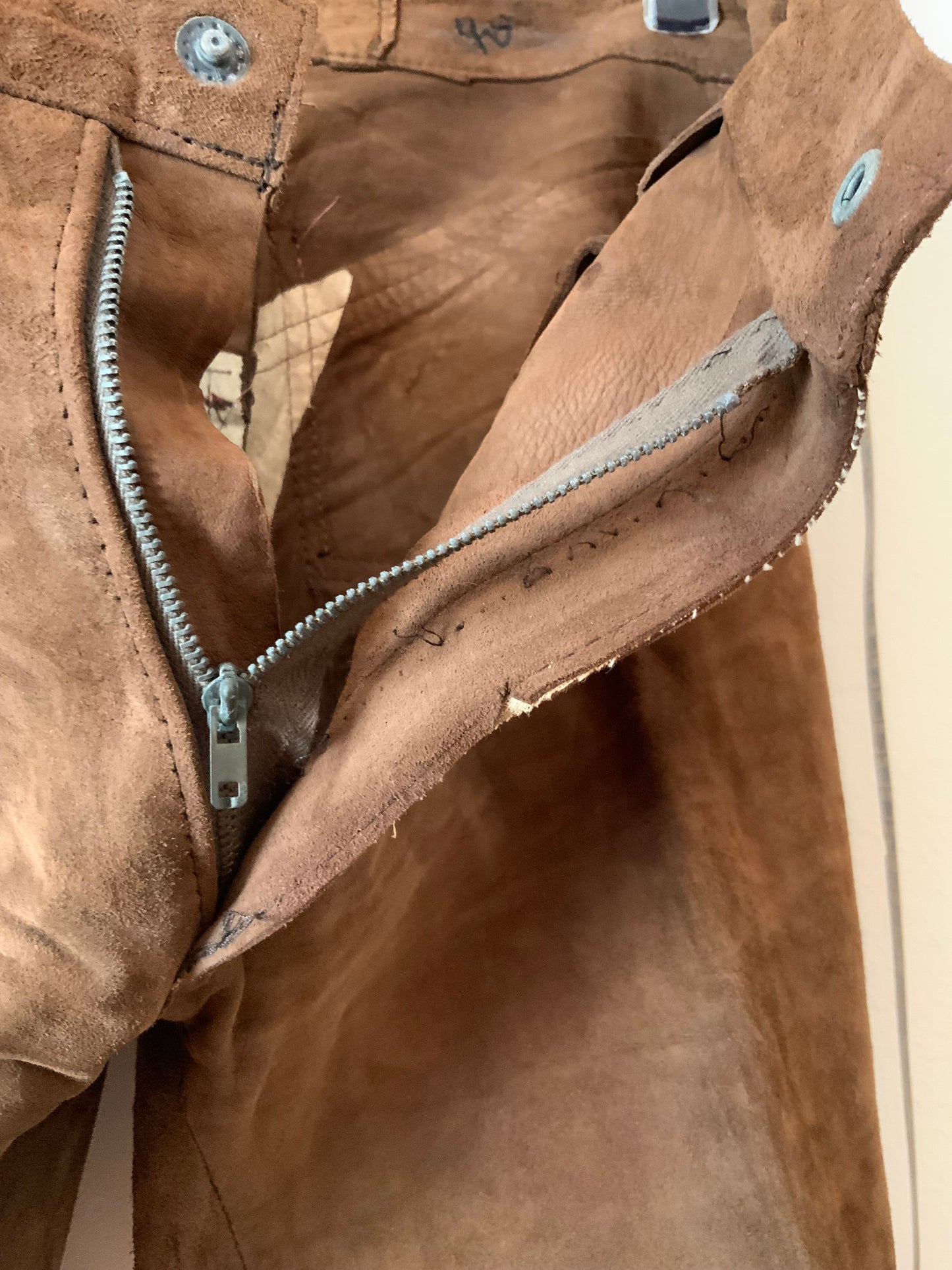Pantalon Flare Daim marron Fourreur Confection 1970 Pépite