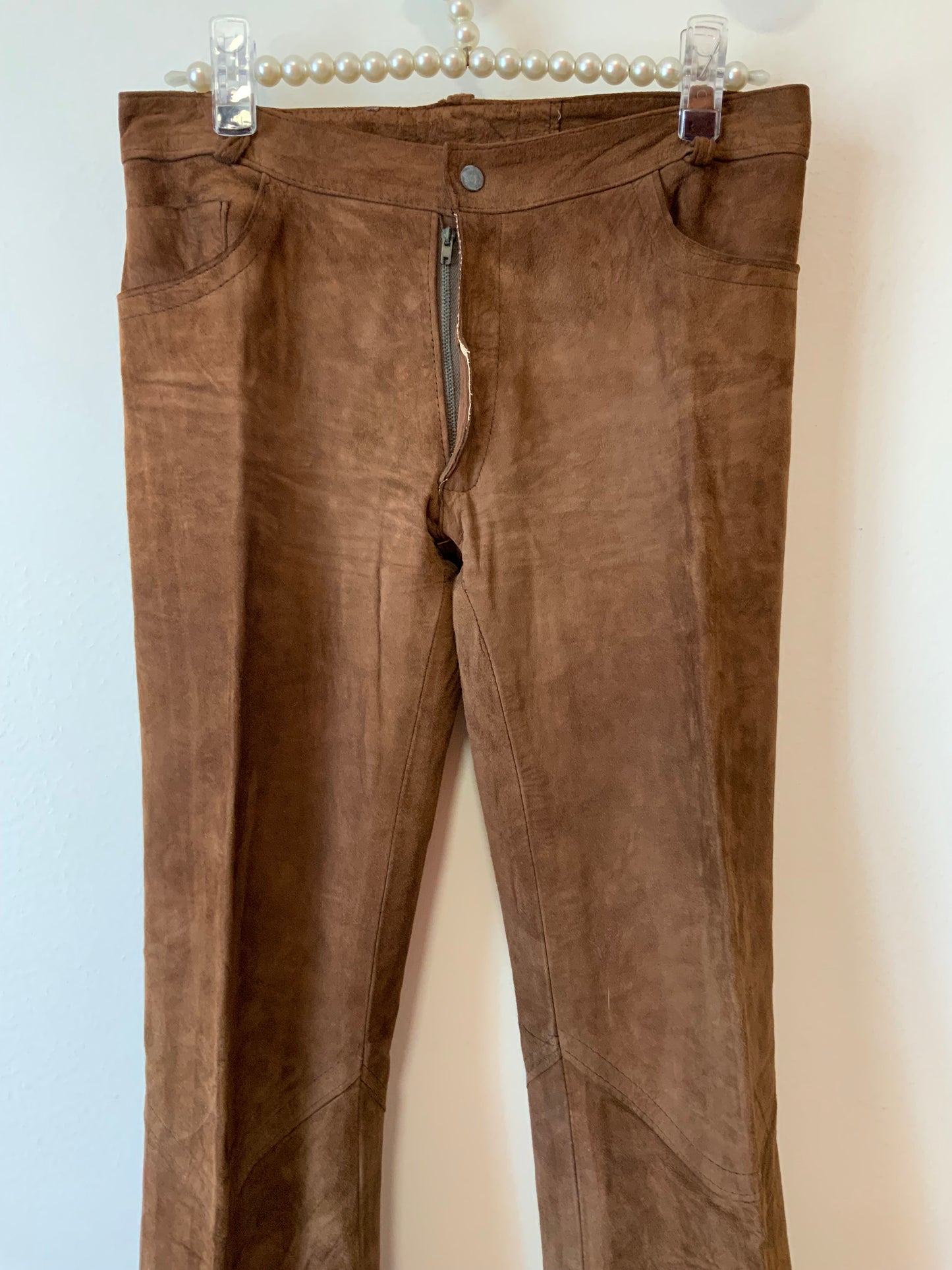 Pantalon Flare Daim marron Fourreur Confection 1970 Pépite
