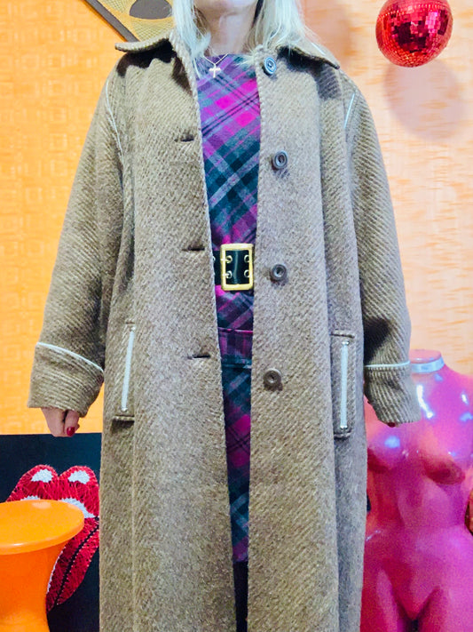 Magnifique Manteau en Laine Alpaga Vintage 1970 Haut de gamme Qualité