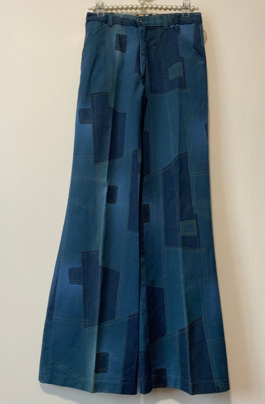 Jean Pattes d’éléphant flare Effet patchwork Vintage 1970