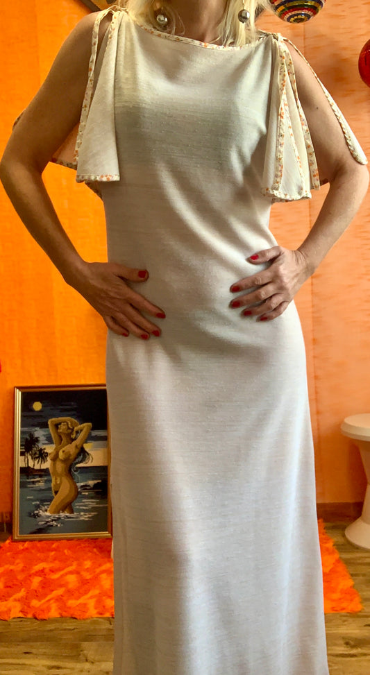 Robe longue légère Manches papillons Bohème Vintage Fleurs France