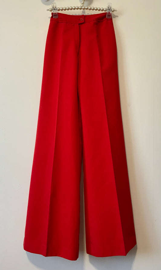 Pantalon Pattes d’éléphant Flare Rouge Vintage 1970 Chic France