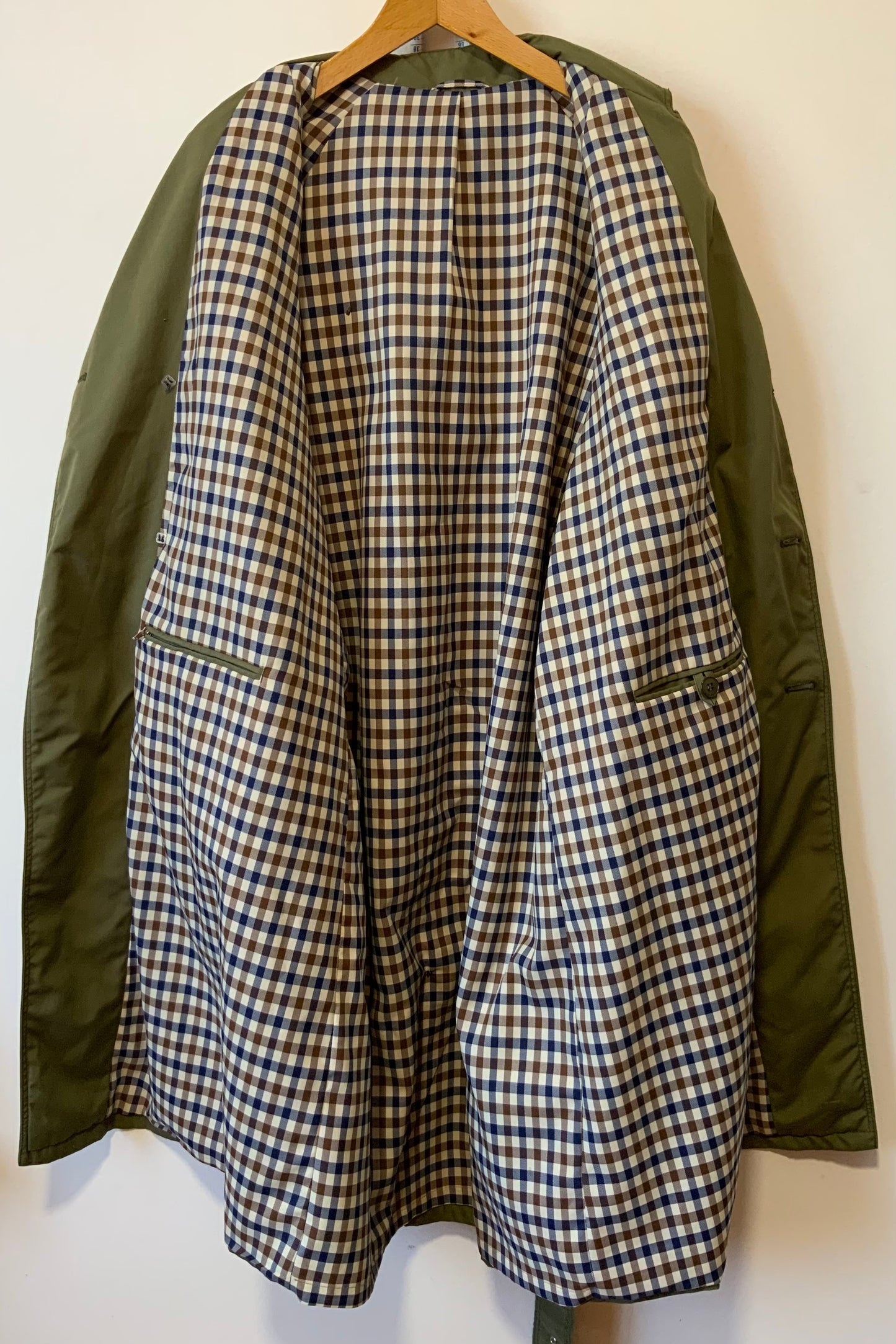 Très beau trench Kaki et Ecossais Vintage Élégance 1980