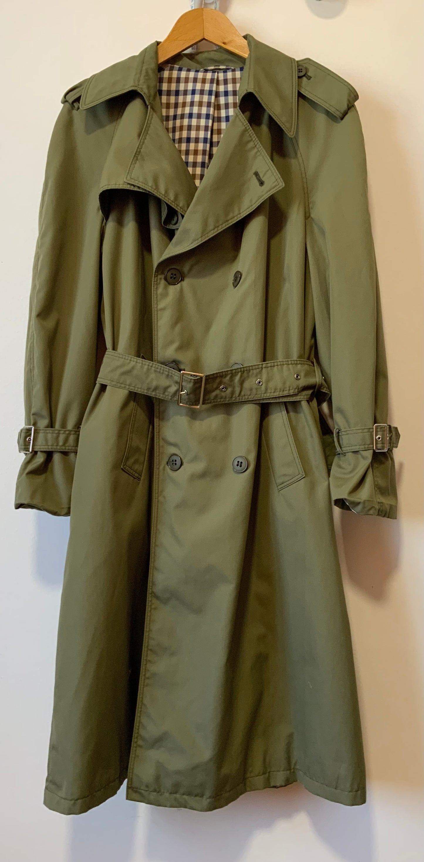 Très beau trench Kaki et Ecossais Vintage Élégance 1980