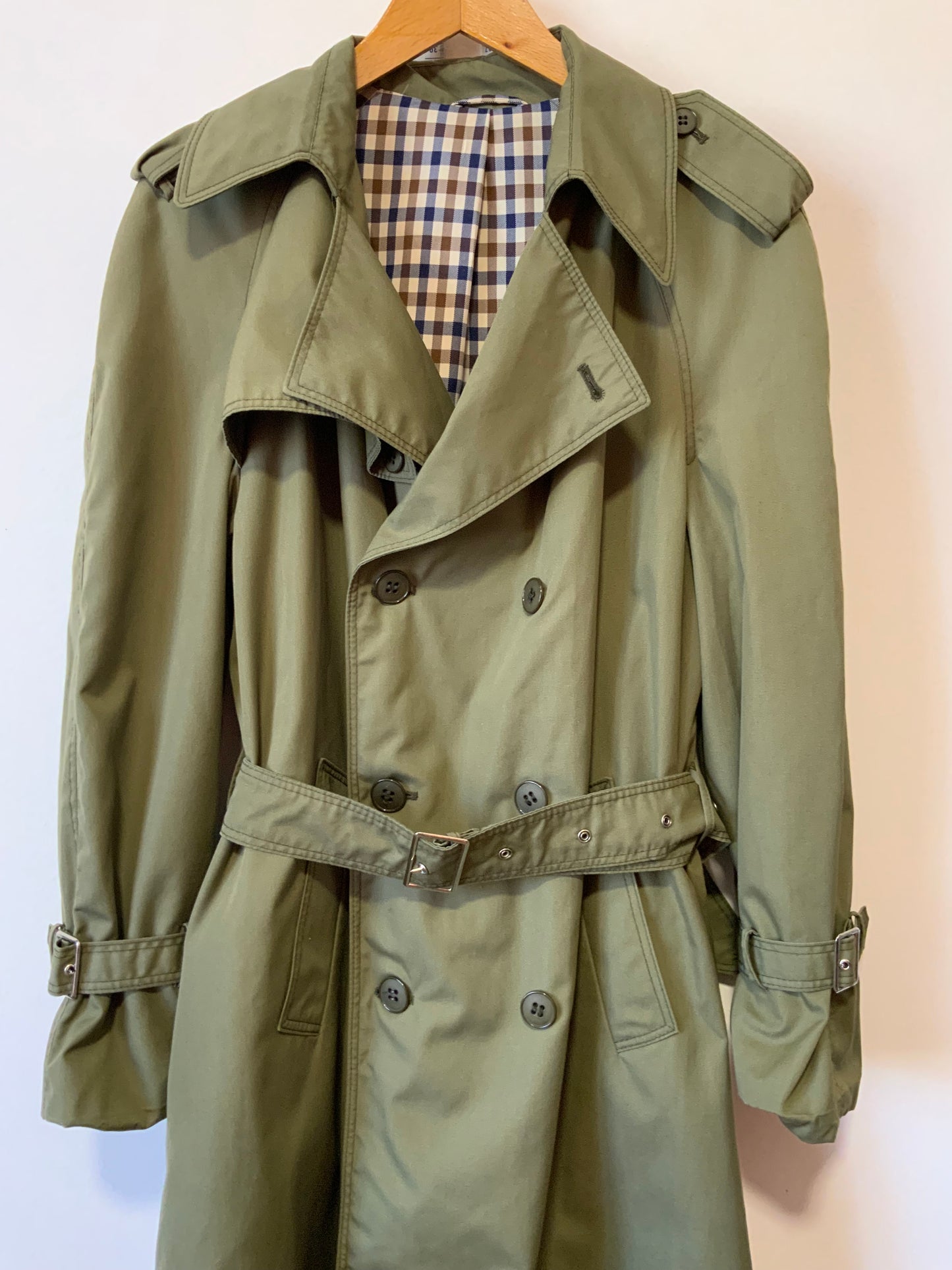 Très beau trench Kaki et Ecossais Vintage Élégance 1980