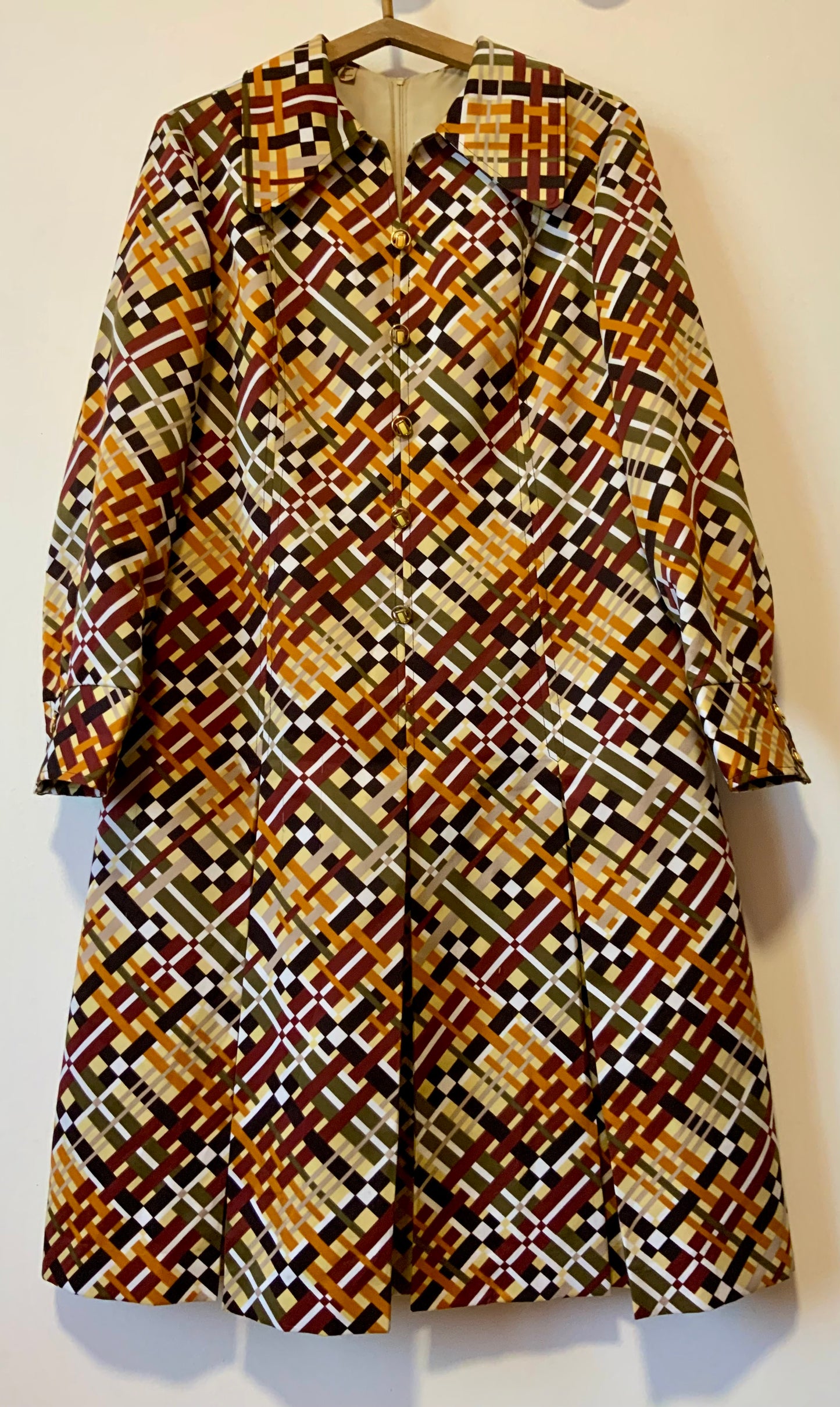 Sublime Robe a motifs géométriques Col pelle à tartes Vintage Création