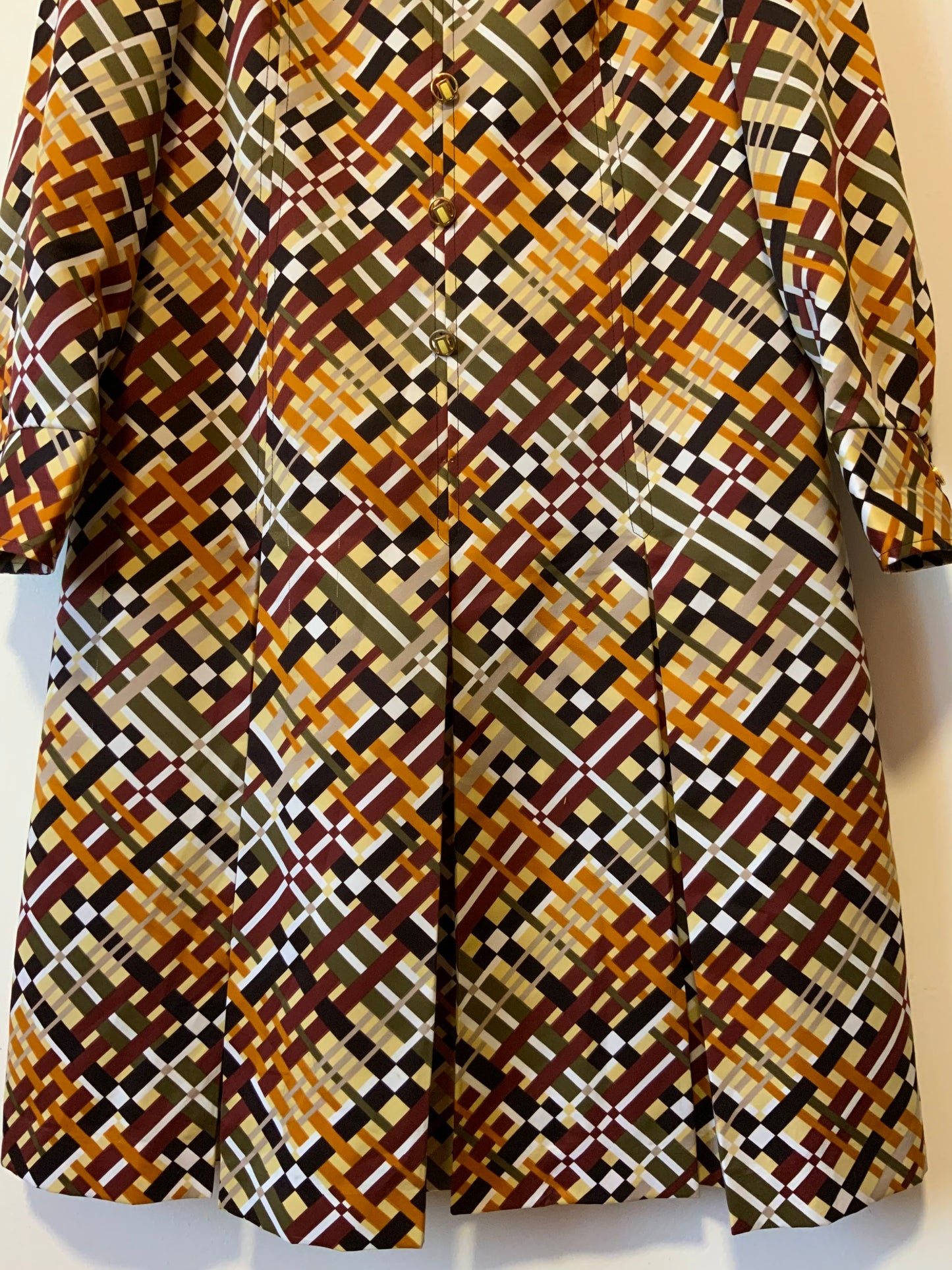 Sublime Robe a motifs géométriques Col pelle à tartes Vintage Création