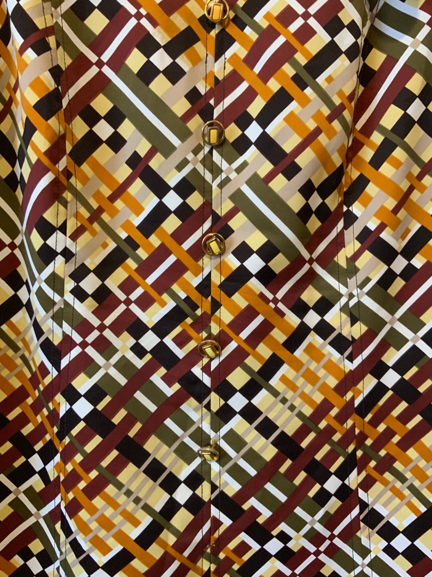 Sublime Robe a motifs géométriques Col pelle à tartes Vintage Création