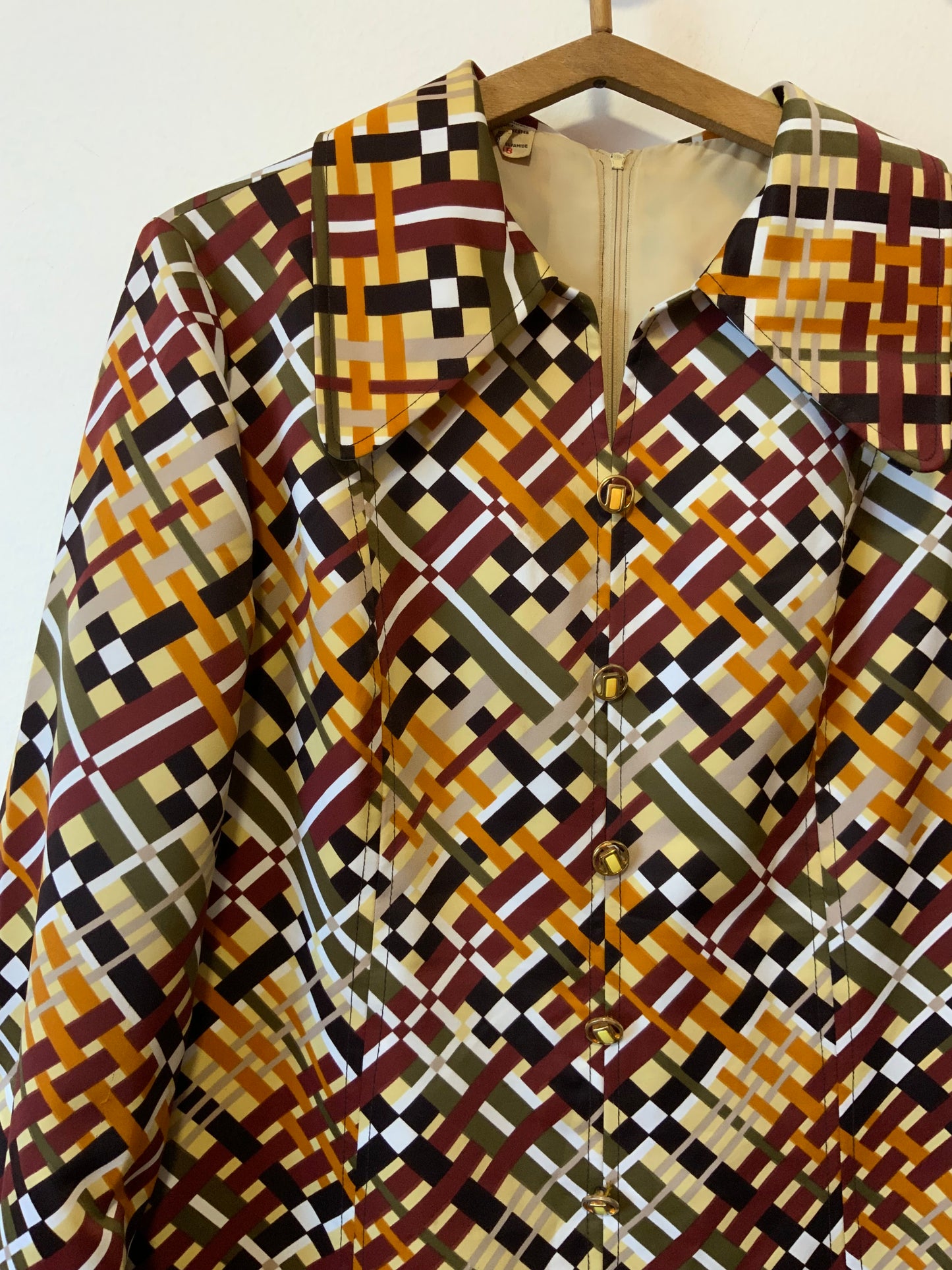 Sublime Robe a motifs géométriques Col pelle à tartes Vintage Création
