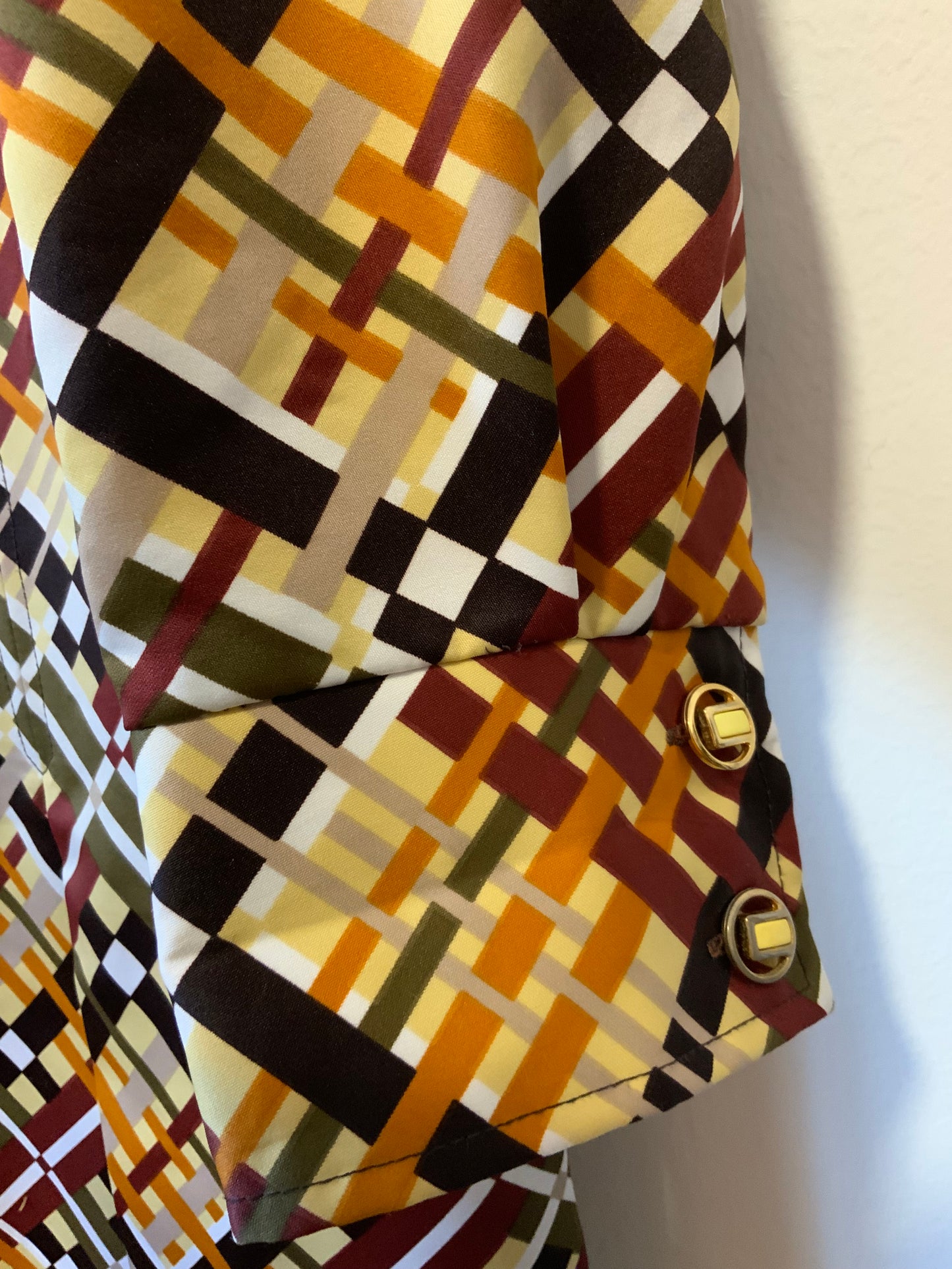 Sublime Robe a motifs géométriques Col pelle à tartes Vintage Création