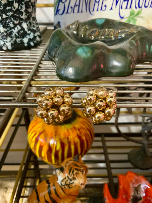 Boucles d’oreilles Grappes métal doré Vintage