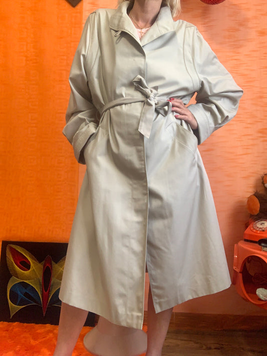 Trench ceinturé 1980/1990 Vintage Chic empiècements daim
