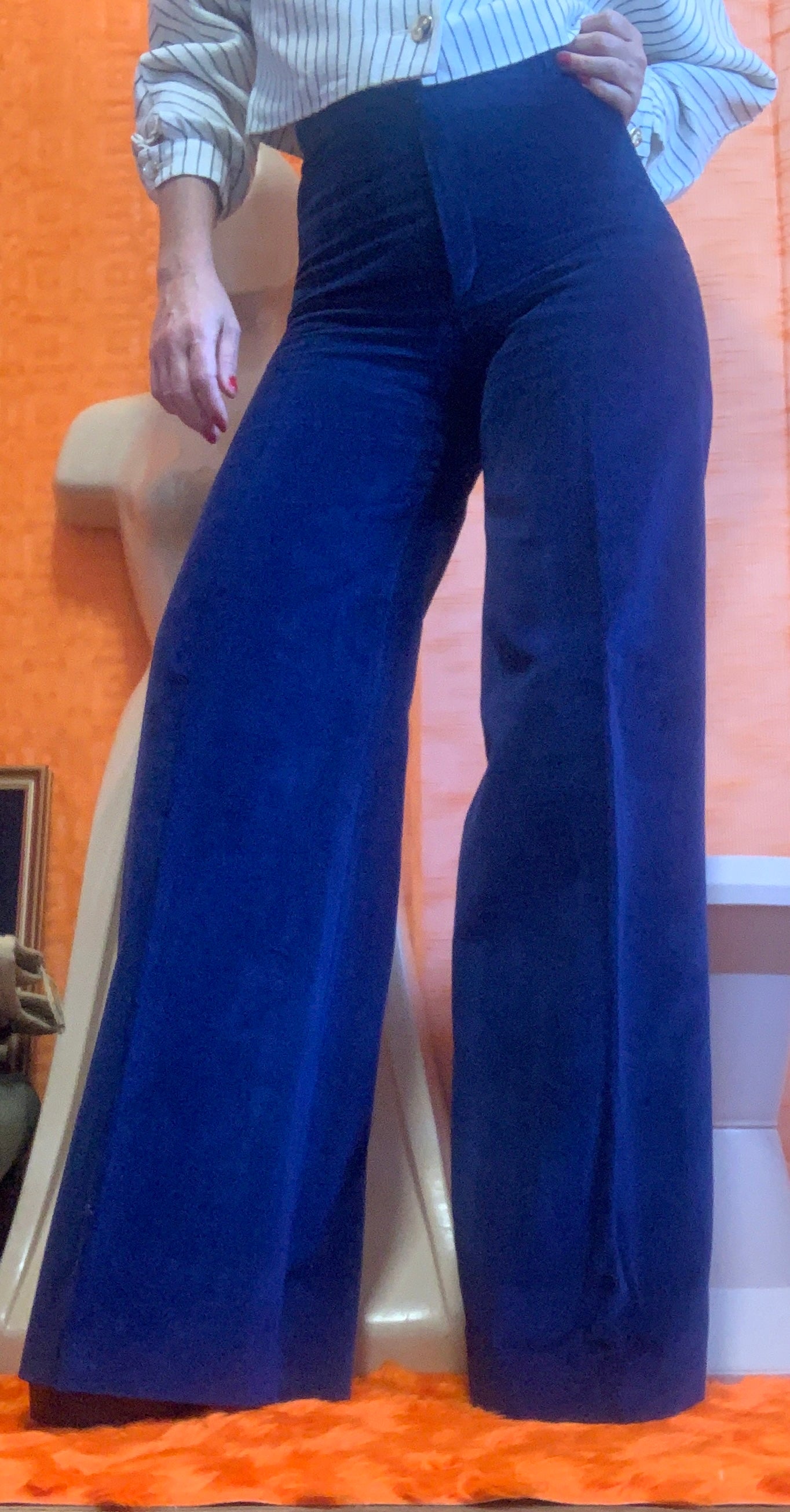 Incroyable Pantalon Pattes d’éléphant Velours épais Taille Haute Vintage 1970