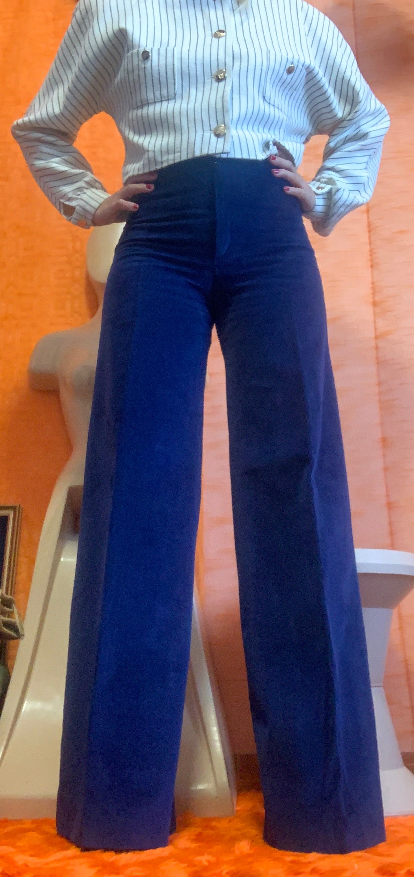 Incroyable Pantalon Pattes d’éléphant Velours épais Taille Haute Vintage 1970