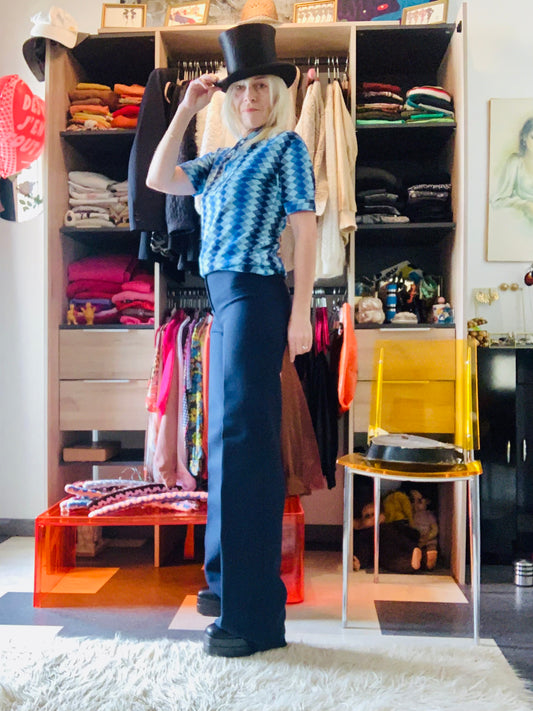 Pantalon Flare Large Tergal Deadstock Vintage 1970 Modele Florence Pattes d’elephant