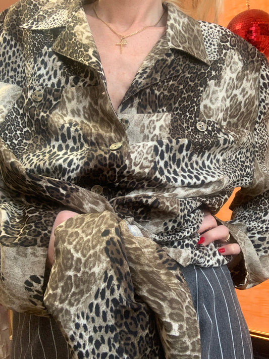 Chemisier Leopard Vintage Made in France Ouverture Dos
