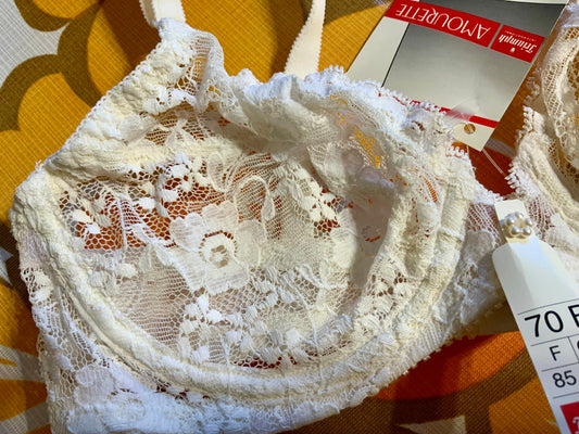 Soutien Gorge Triumph Amourette Dentelle Fleurs Vintage 1980 Deadstock