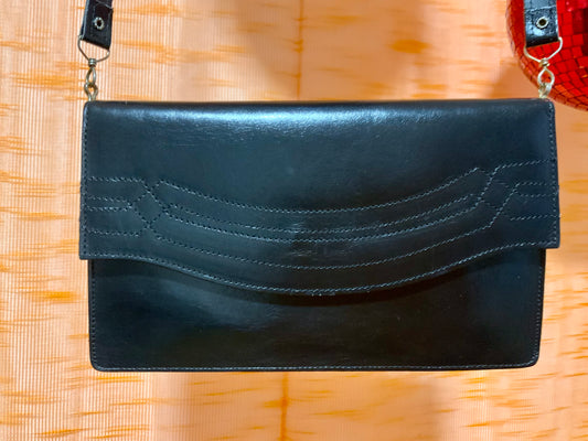 Sac à main cuir noir Vintage Élégance