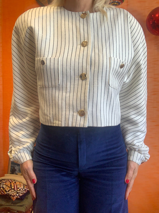 Superbe Veste courte volume à rayures 1980/90 Épaulettes