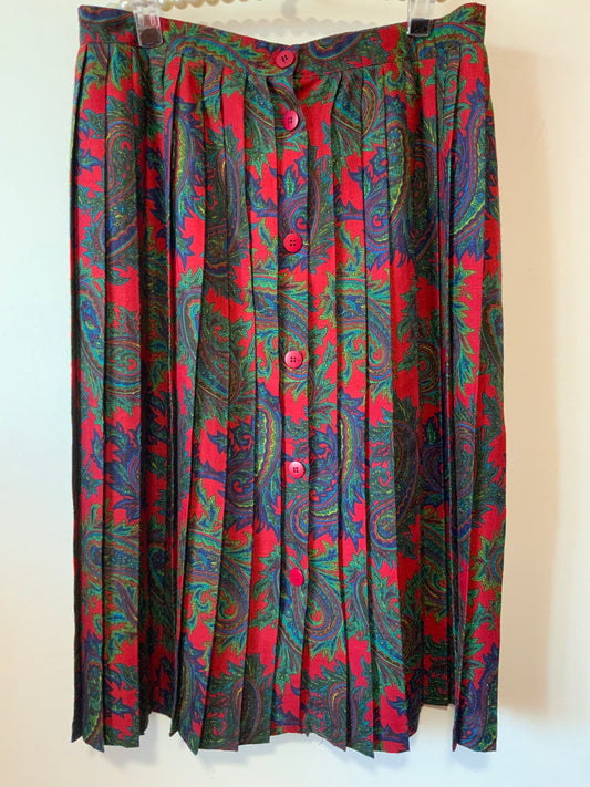 Jupe plissée boutonnée Vintage France aux motifs cachemires 🌹