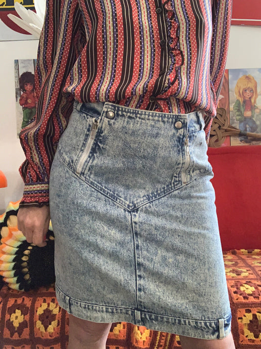 Jupe denim jean neige Vintage 1980 France