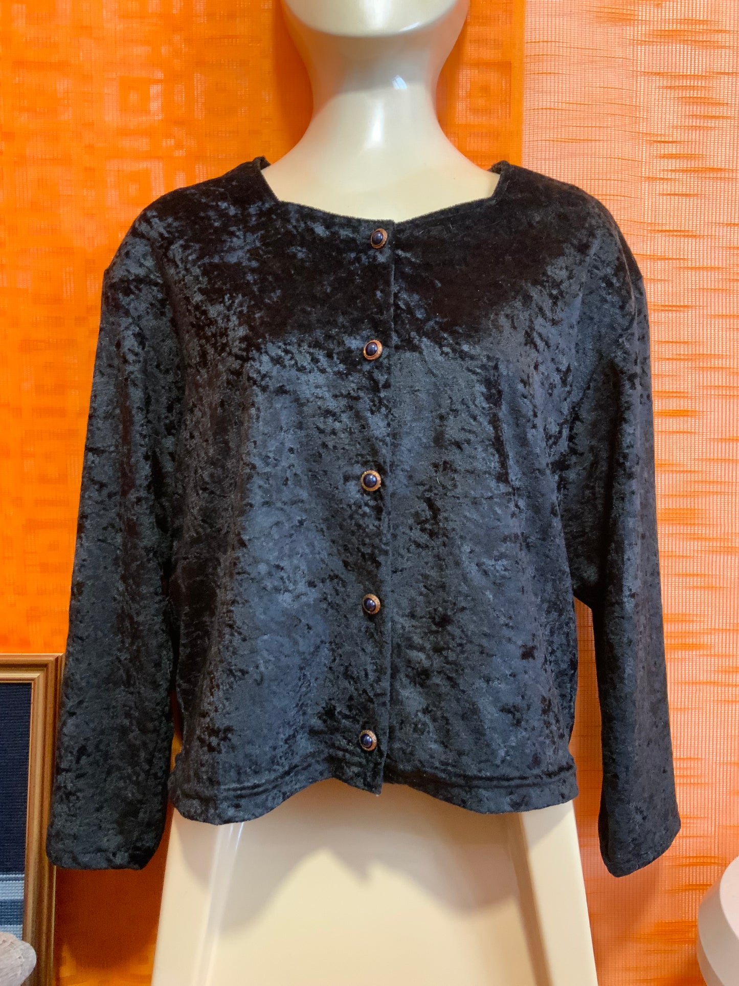 Cardigan Gilet Velours Vintage Boutons métal France 1980