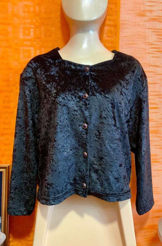 Cardigan Gilet Velours Vintage Boutons métal France 1980